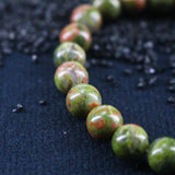 8mm Unakite Women Bracelet Casual Elastic Rope Crystal Jewelry FYBT079