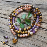 8mm Natural SunStone Amethyst Citrine Beads Prayer Bracelet