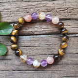 8mm Natural SunStone Amethyst Citrine Beads Prayer Bracelet