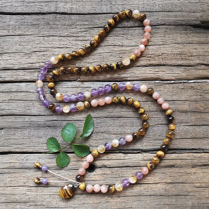 8mm Natural SunStone Amethyst Citrine Beads Prayer Bracelet