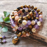 8mm Natural SunStone Amethyst Citrine Beads Prayer Bracelet