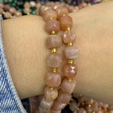 8mm Sunstone Stone Beads 15'' Faceted Cube DIY Loose Beads For Jewelry Making
