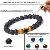 Tiger Eye Beaded Bracelet Volcanic Stone Diffuser Healing