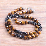 8mm Tiger Stone Hematite Necklace for Men
