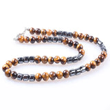 8mm Tiger Stone Hematite Necklace for Men