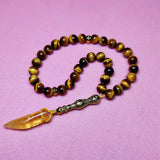 8mm Natural Tiger's Eye Stone 33 Rosary Beads Handheld Bracelet