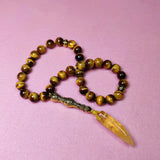 8mm Natural Tiger's Eye Stone 33 Rosary Beads Handheld Bracelet