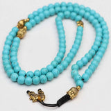 8mm Turquoise Buddha Head Gemstone Beads Bracelet Blessing Bohemia Meditation