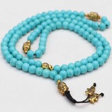 8mm Turquoise Buddha Head Gemstone Beads Bracelet Blessing Bohemia Meditation