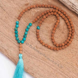 8mm Natural Turquoise Rudraksha Beads Bracelet Calming Healing