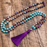 8mm Turquoise Violet Jasper 108 Japamala Necklace