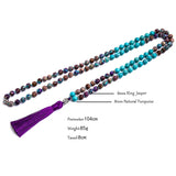 8mm Turquoise Violet Jasper 108 Japamala Necklace