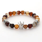 Natural Pine Beads Bangles Micro Zircon Crown Pillars Accessories