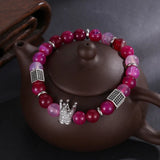 Natural Pine Beads Bangles Micro Zircon Crown Pillars Accessories
