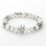 Natural Pine Beads Bangles Micro Zircon Crown Pillars Accessories