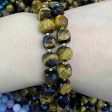 Natural Yellow Tiger Eye Stone Beads 15'' Faceted Cube DIY Beads