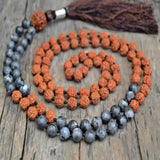 Labradorite Sandalwood 108 Knot Necklace Wristband Gift