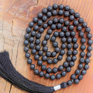 8mm Volcanic Rocks 108 Knot Necklace Mental Emotional Bless Fancy Easter Restore