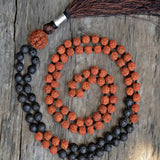 8mm Volcanic Rocks Sandalwood 108 Knot Necklace Chain Beaded