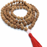 Rudraksha Rose Quartz Meditation Necklace with All Saints' Tassel