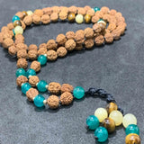 8mm Rudraksha Tiger Eye Yellow Calcite Necklace