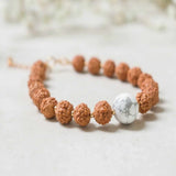 8mm Rudraksha Howlite Bracelet 14K Fill National Style Cuff