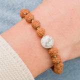 8mm Rudraksha Howlite Bracelet 14K Fill National Style Cuff