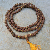 8mm Natural Brown Rudraksha 108 Knot Necklace for Meditation
