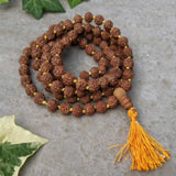 8mm Natural Brown Rudraksha 108 Knot Necklace for Meditation