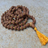 8mm Natural Brown Rudraksha 108 Knot Necklace for Meditation