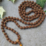 8mm Natural Brown Rudraksha 108 Knot Necklace for Meditation