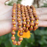 8mm Brown Sandalwood 108 Knot Necklace Cuff Blessing Chakra Taseel Pray