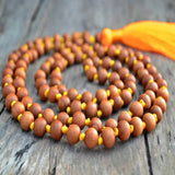 8mm Brown Sandalwood 108 Knot Necklace Cuff Blessing Chakra Taseel Pray