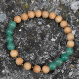8mm Green Aventurine Wood Bracelet Emotional Chakras