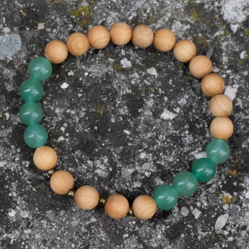 8mm Green Aventurine Wood Bracelet Emotional Chakras