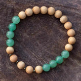 8mm Green Aventurine Wood Bracelet Emotional Chakras