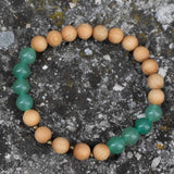 8mm Green Aventurine Wood Bracelet Emotional Chakras