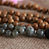 Labrador Stone Sandalwood Beads Necklace Chain Chakra