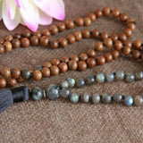 Labrador Stone Sandalwood Beads Necklace Chain Chakra