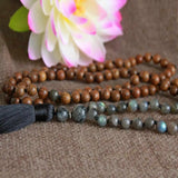 Labrador Stone Sandalwood Beads Necklace Chain Chakra