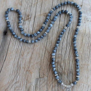 108 Labrador Gemstone Beads Necklace Taseel National Style