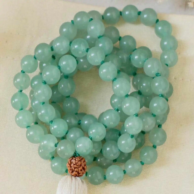 8mm Natural Emerald Rudraksha Beads Tassel Necklace Mental Chakra Bohemia