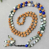 8mm Lapis Lazuli Rudraksha Gemstone Beads Necklace - Calming Meditation Gift