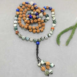8mm Lapis Lazuli Rudraksha Gemstone Beads Necklace - Calming Meditation Gift