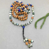 8mm Lapis Lazuli Rudraksha Gemstone Beads Necklace - Calming Meditation Gift