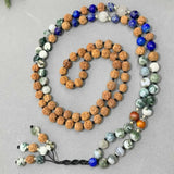 8mm Lapis Lazuli Rudraksha Gemstone Beads Necklace - Calming Meditation Gift