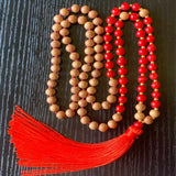8mm Red Coral Sandalwood Beads Necklace Gift Beaded Healing Christmas