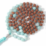 8mm Rudraksha Amazonite Beads Necklace Chain