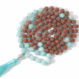 8mm Rudraksha Amazonite Beads Necklace Chain