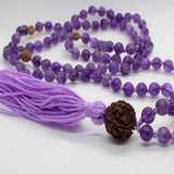 8mm Natural Rudraksha Amethyst Beads Necklace Yoga Wristband